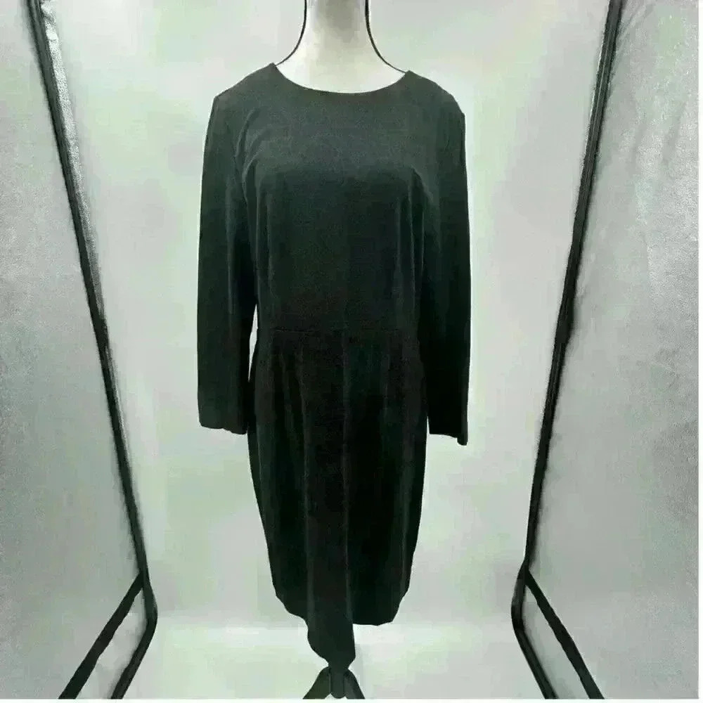 J.Crew Womens Charcoal Grey Wool Blend Long Sleeve Sheath Dress Full Back Zip 12